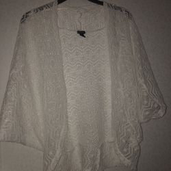 Women’s Open Crochet Cardigan 3/4 Sleeve 