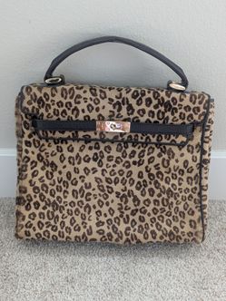 Leopard Print , genuine leather Structured Handbag