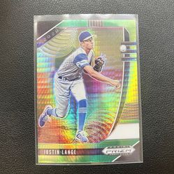 2020 Panini Prizm Draft Picks JUSTIN LANGE Green And Yellow Prizm Refractor