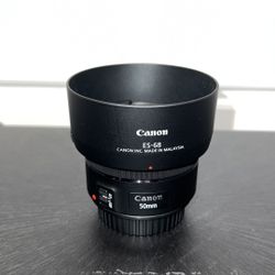 Canon EF 50mm f/1.8 STM Lens + ES-68 Hood + 49mm UV Filter – Portrait Prime