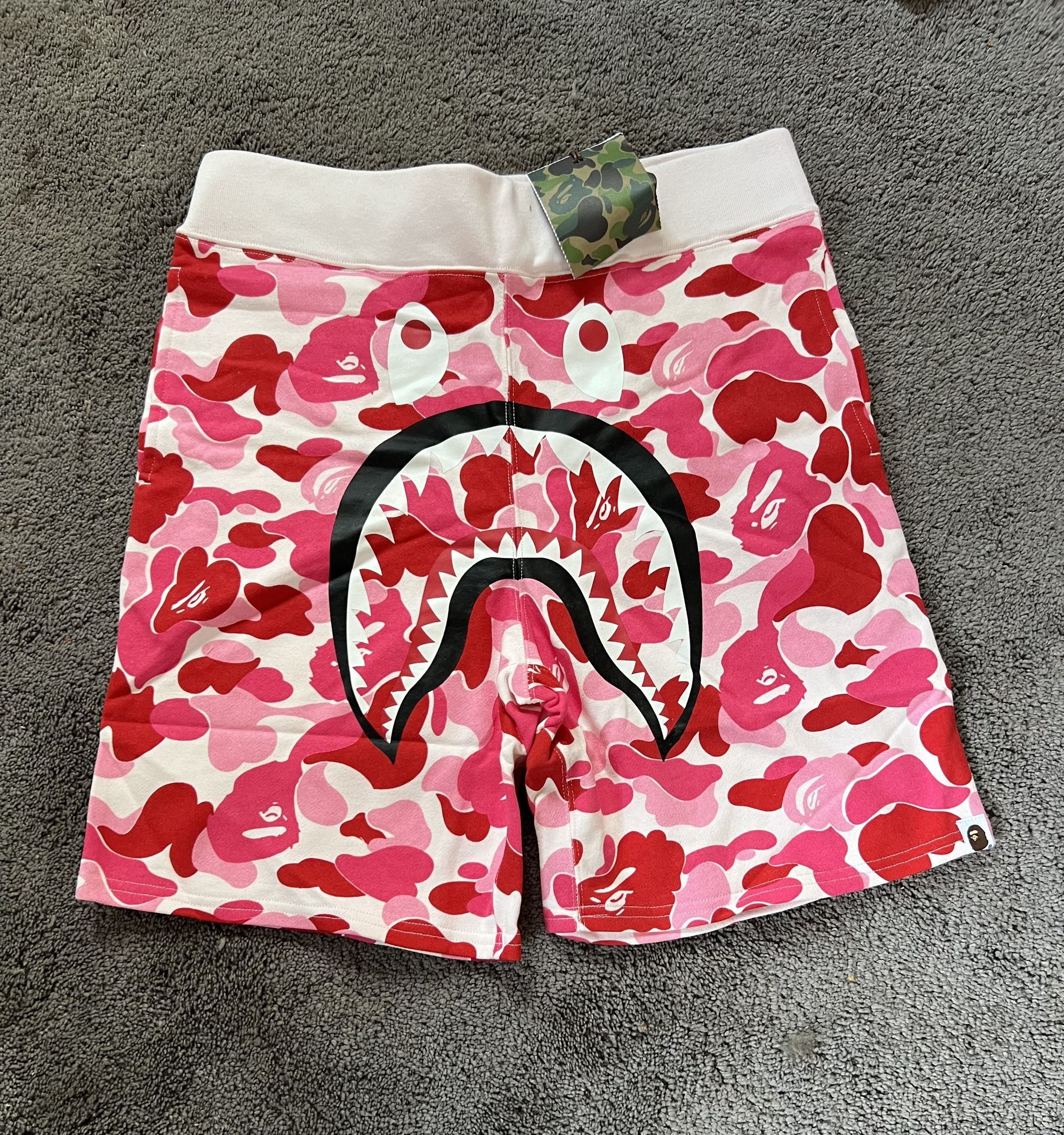 Bape Big ABC Pink Camo Shark Sweat Shorts🍧