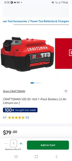 Craftsman 20v battery 6ah