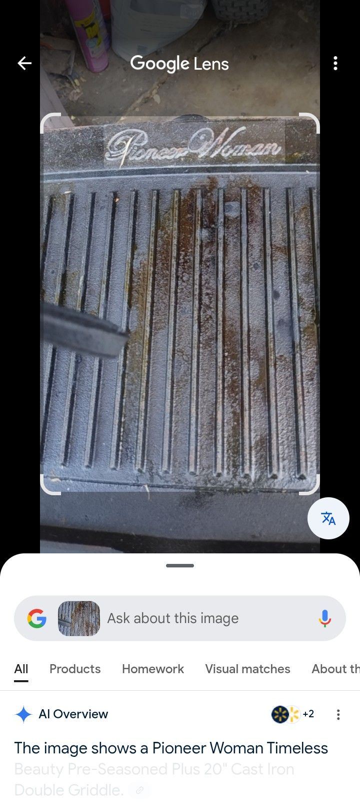 18"  Pioneer Woman Cast Iron Griddle Plate $20  Firm 