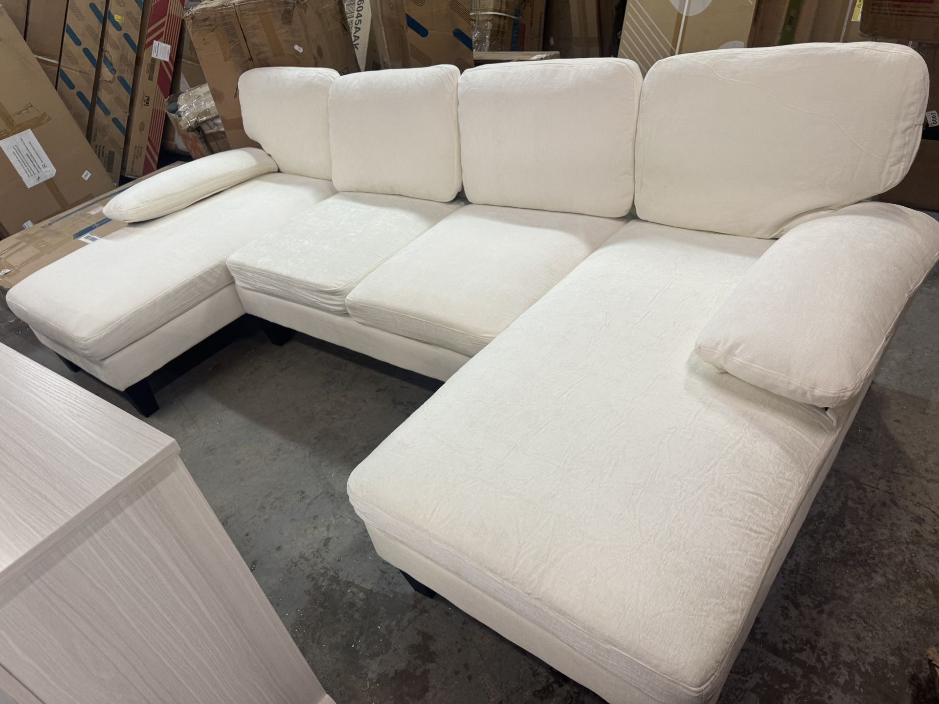 White New U Shape Sectional 