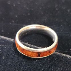 Ring with wood inlay