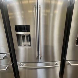 KitchenAid 36” 26.8 Cu Ft Standard-Depth French Door Refrigerator with Exterior Ice and Water Dispenser - Stainless Steel with PrintShield™ Finish