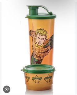 NEW Tupperware Aquaman Justice League Snack Cup & 16oz Tumbler Set! 🌊🔱✨