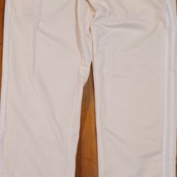 Men's  Adidas Pants Track White Cream Elastic Waist Running Workout Gym