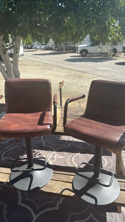 Brown Leather Bar Stools