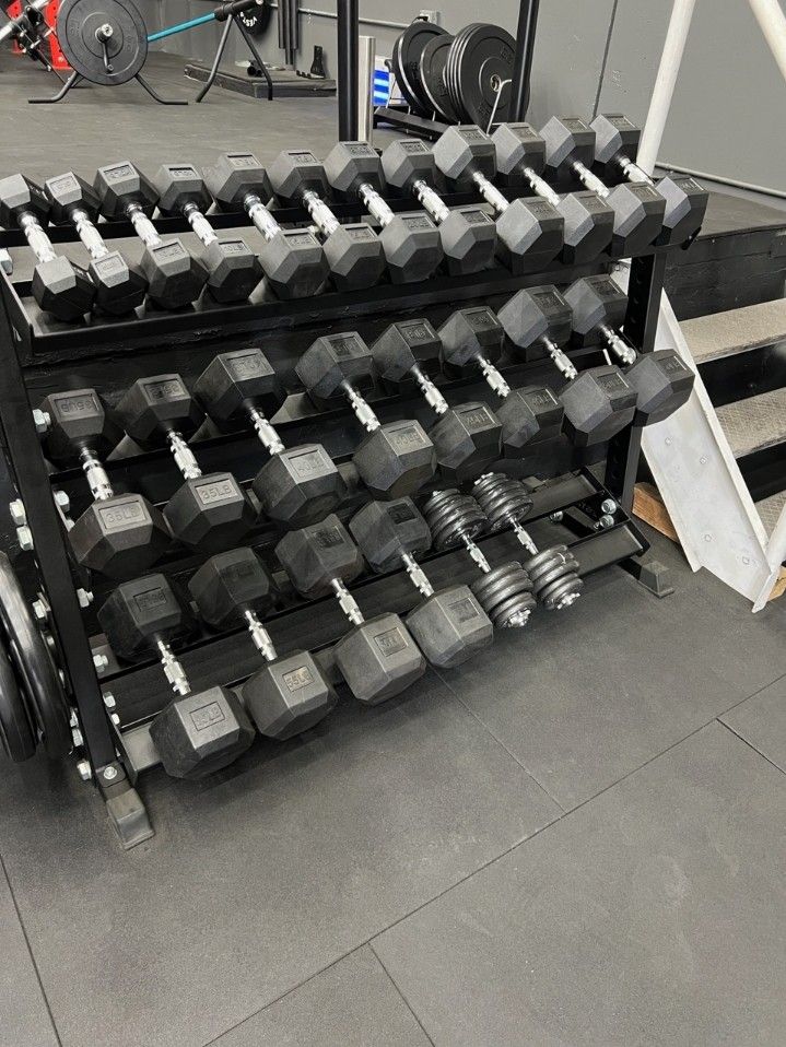 NEW Rubber Hex Dumbbells 5lb 50lb Dumbbell Pairs Olympic Weights Home