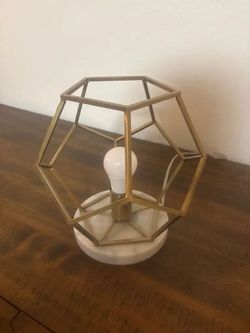 Gold Geometric Table Lamp with Marble Base