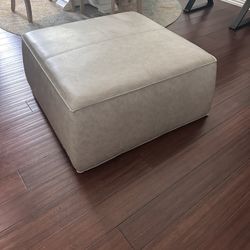 Leather Grey Ottoman 