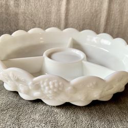 Milk Glass Divided Dish