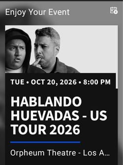 2 tickets  para el show  HABlANDO HUEVADAS