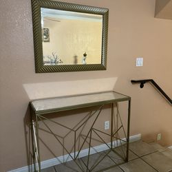 Gold Table With Matching Mirror 