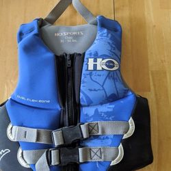 Child's life vest for 30 to 50lbs weight of child.