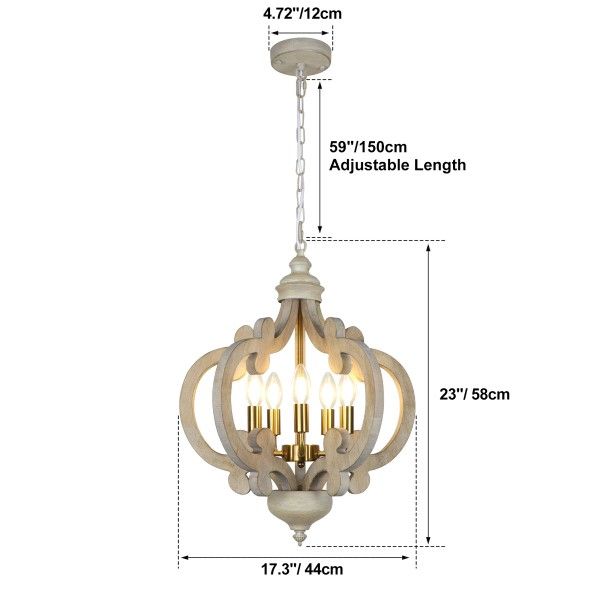 5 Light Wood Geometric Chandelier