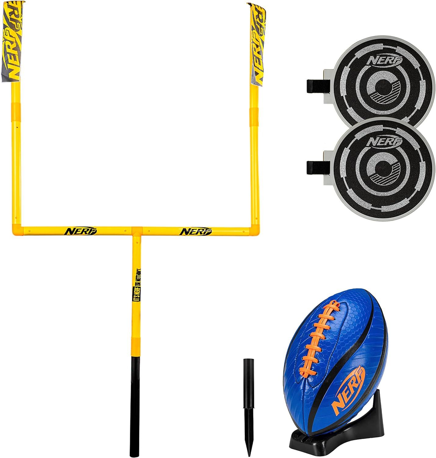 Nerf Football Goal Post Set - Removable Knockout Targets - Durable All-Weather Construction, NIB