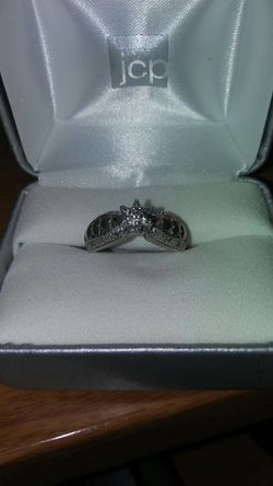 Silver and diamond engagement ring