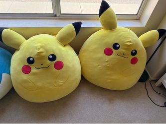 Giant squishmallow picachu and snorlax