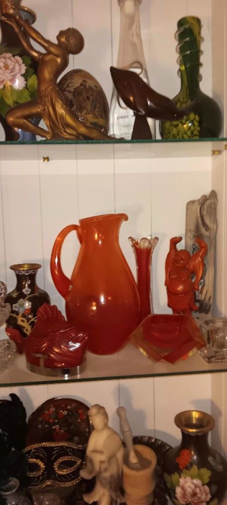 Vintage KOSTA Boda Pitcher Orange Glass