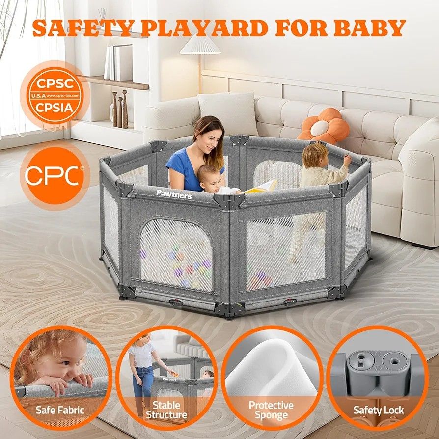 Portable Playpen for Babies and Toddlers – Grey