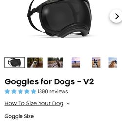 USED 1 TIME: REX SPECS, goggles for dogs, dog goggles, black, size medium, perfect condition