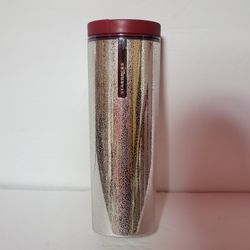16oz Starbucks Textured Silver Shiny Plastic 2013 Travel Tumbler
