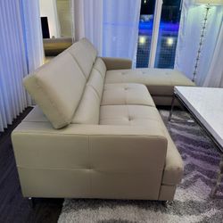 Brand New Leather Sectional - City Furniture Taupe Right Chaise