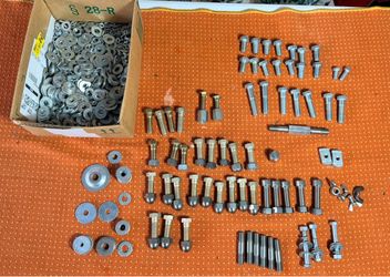 Assorted Hardware Lot – Bolts, Nuts & Box of Washers