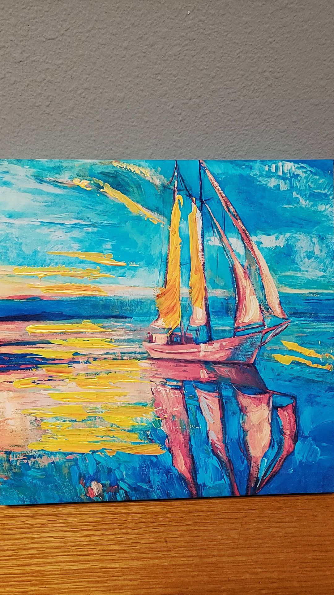 Painted canvas wall art (sailboat)