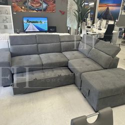Grey Modern Sofa Sleeper Sectional With Storage 🔥buy Now Pay Later 