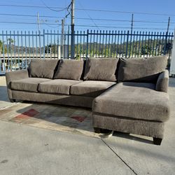 Modern Gray Chenille Sectional Sofa w/ Chaise (Made by Jonathan Luis)