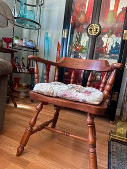 Vintage Wood Captain's Chair with Cushion