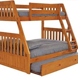 NEW BUNK BED FULL OVER TWIN WITH TRUNDLE BED AND NEW MATTRESS INCLUDED ALL NEW