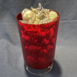 Crate & Barrel Red Hurricane 9 Tall Candle Holder/Vase