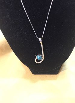 Sterling silver fishhook turquoise necklace