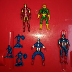 Marvel Comics 4 inch Action Figures Lot Spiderman Power Webs Iron Fist Ironman Captain America 