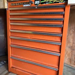 7 Drawer Tool Box With Wheel - Orange 