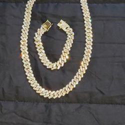 cuban link chain gold Plated18" 14mm, bracelet 8" 14mm...AAA+ rated brilliant shine! $125