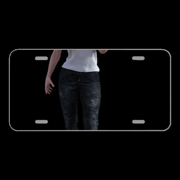 License Plate Novelty Car Front Woman Pose Playful Render 3D