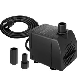Submersible Pump 200GPH Ultra Quiet with Dry Burning Protection 5.2ft High Lift for Fountains, Hydroponics, Ponds, Aquariums & More