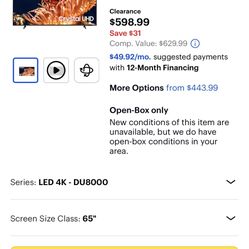 Samsung Crystal UHD DU8000 65” TV