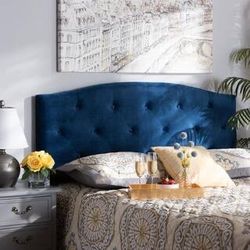 New Full Size Blue Upholstered Headboard 