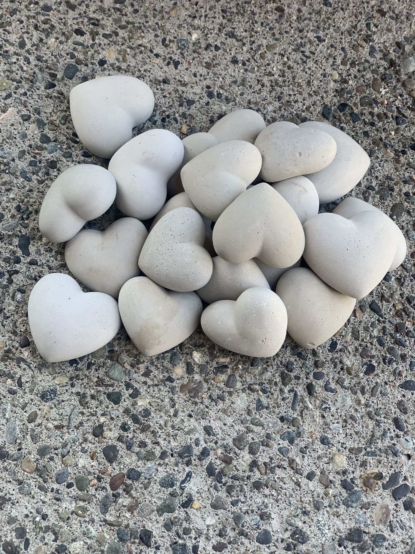 Cement hearts, one dollar per heart