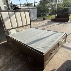 Queen Sized Bedframe W/ Bunkie board 