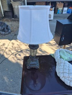 Ornate Brass Table Lamp with Shade
