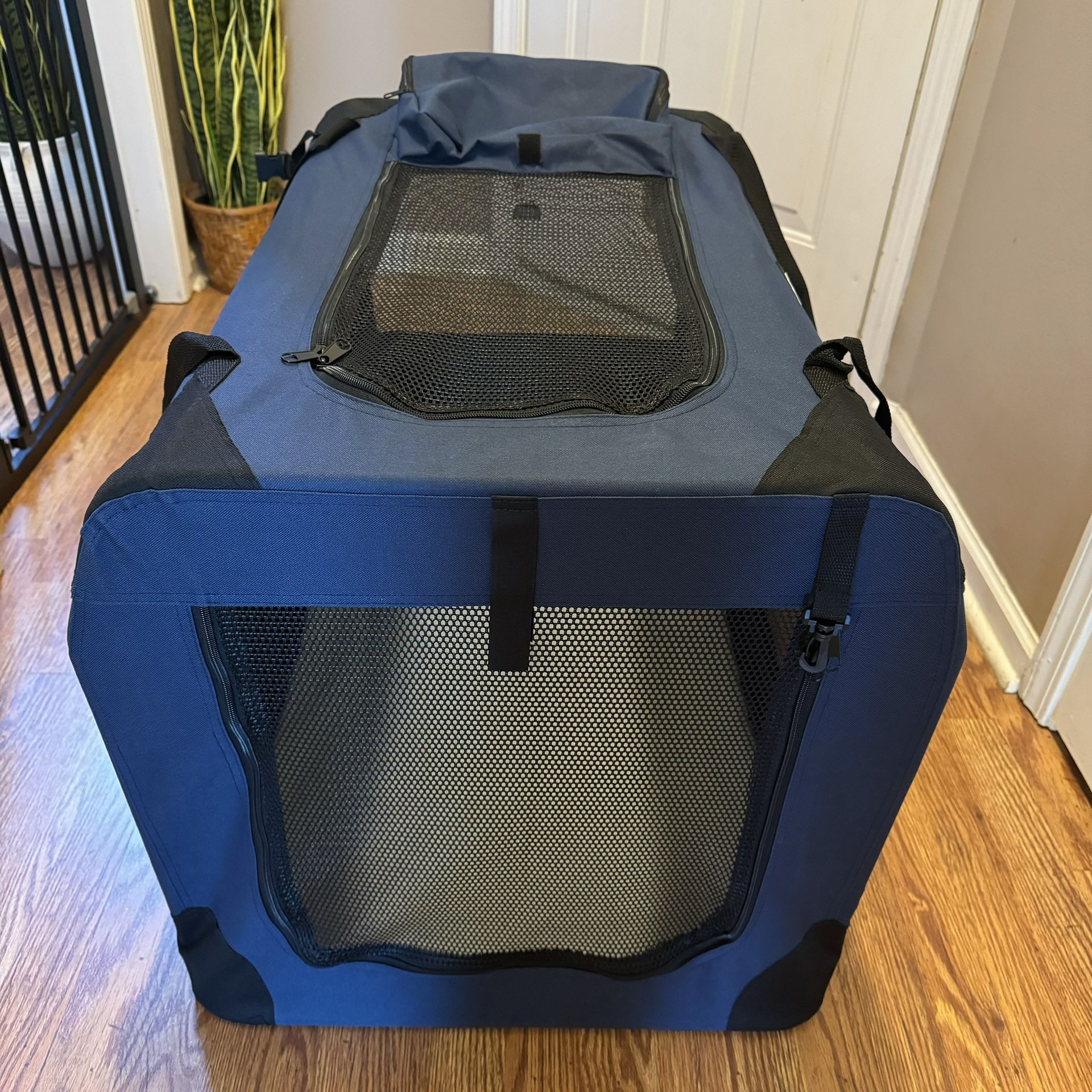NEW Portable 32" Soft Foldable 4-Door Dog Crate - Pet Travel Kennel - Car Seat Carrier - $80 Retail