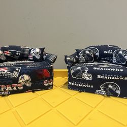 handmade Kleenex covers Seahawks Patriots vintage 