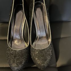 Black And Silver Glitter Heel
